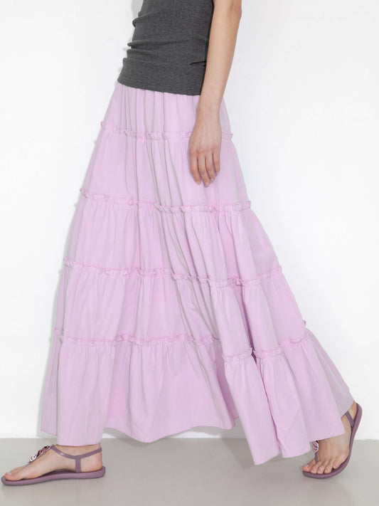 High-Waisted A-Line Maxi Flowy Skirt
