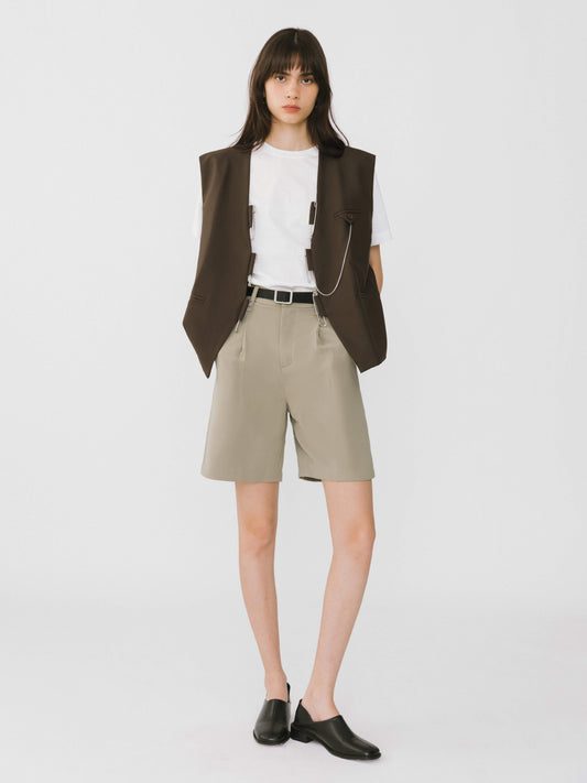 Asymmetric Cut Out Tailored Shorts