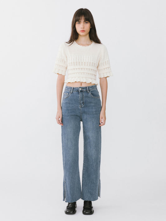 Dark Front Slit Jeans
