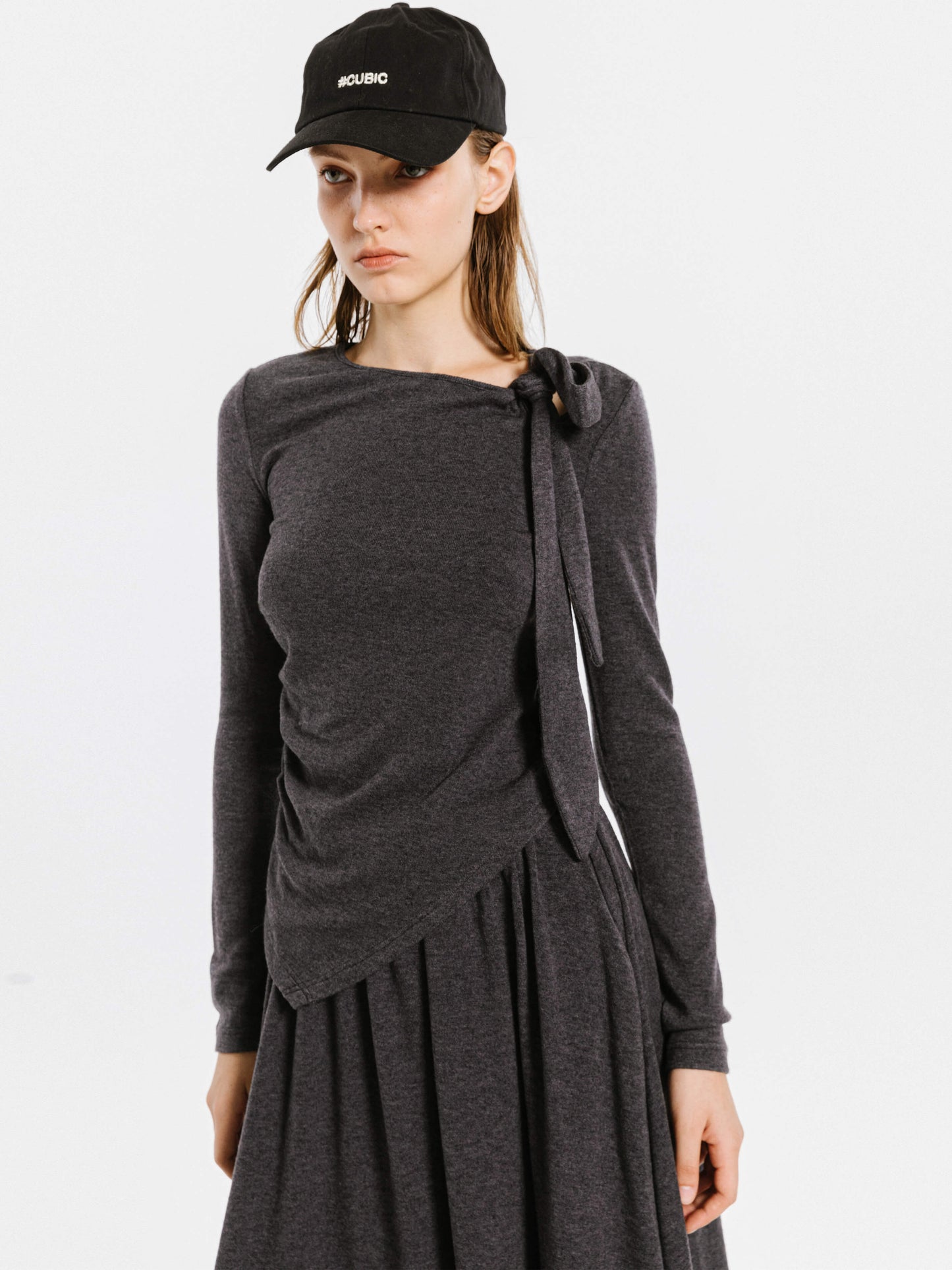 Gray Irregular Knit Top