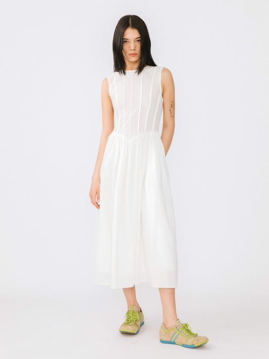 Pure Cotton Sleeveless White Dress