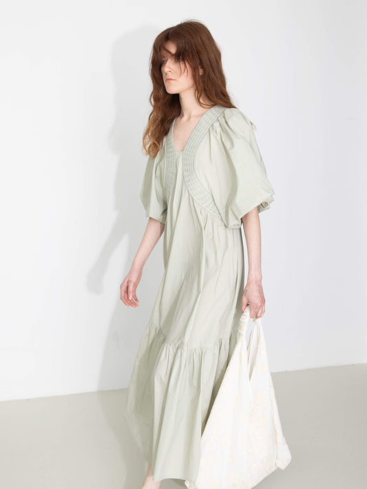 100% Cotton Puff Sleeve Loose-Fit Vacation Dress