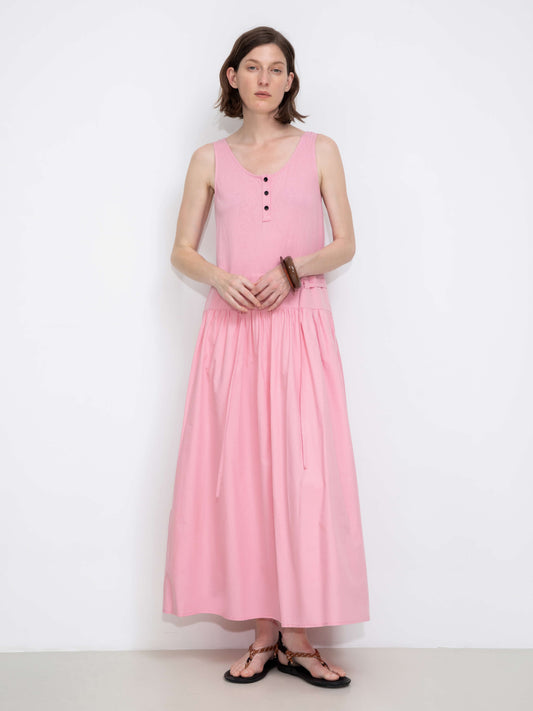 Panelled Henley Neck Vest Dress