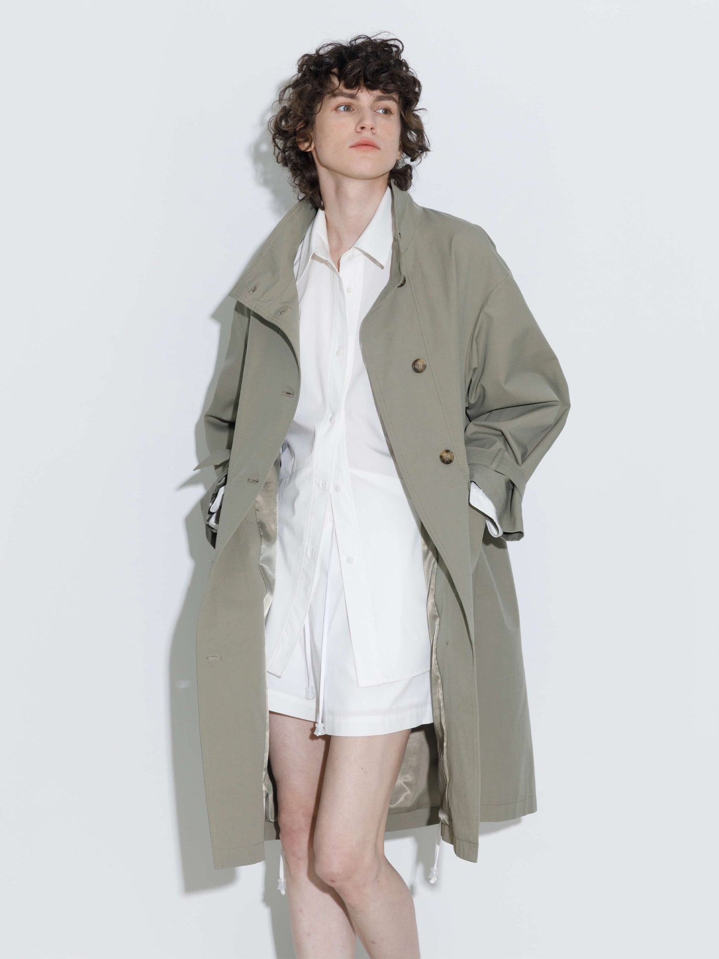 High Collar Long Trench Coat