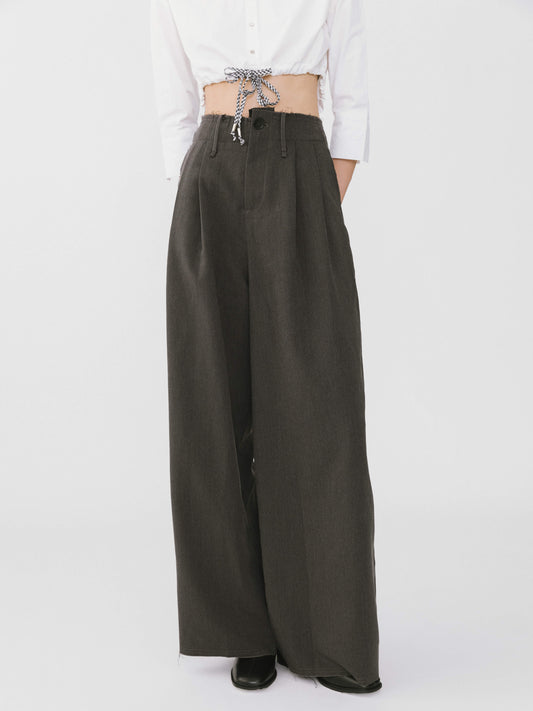 Asymmetric Waistband Tailored Trousers