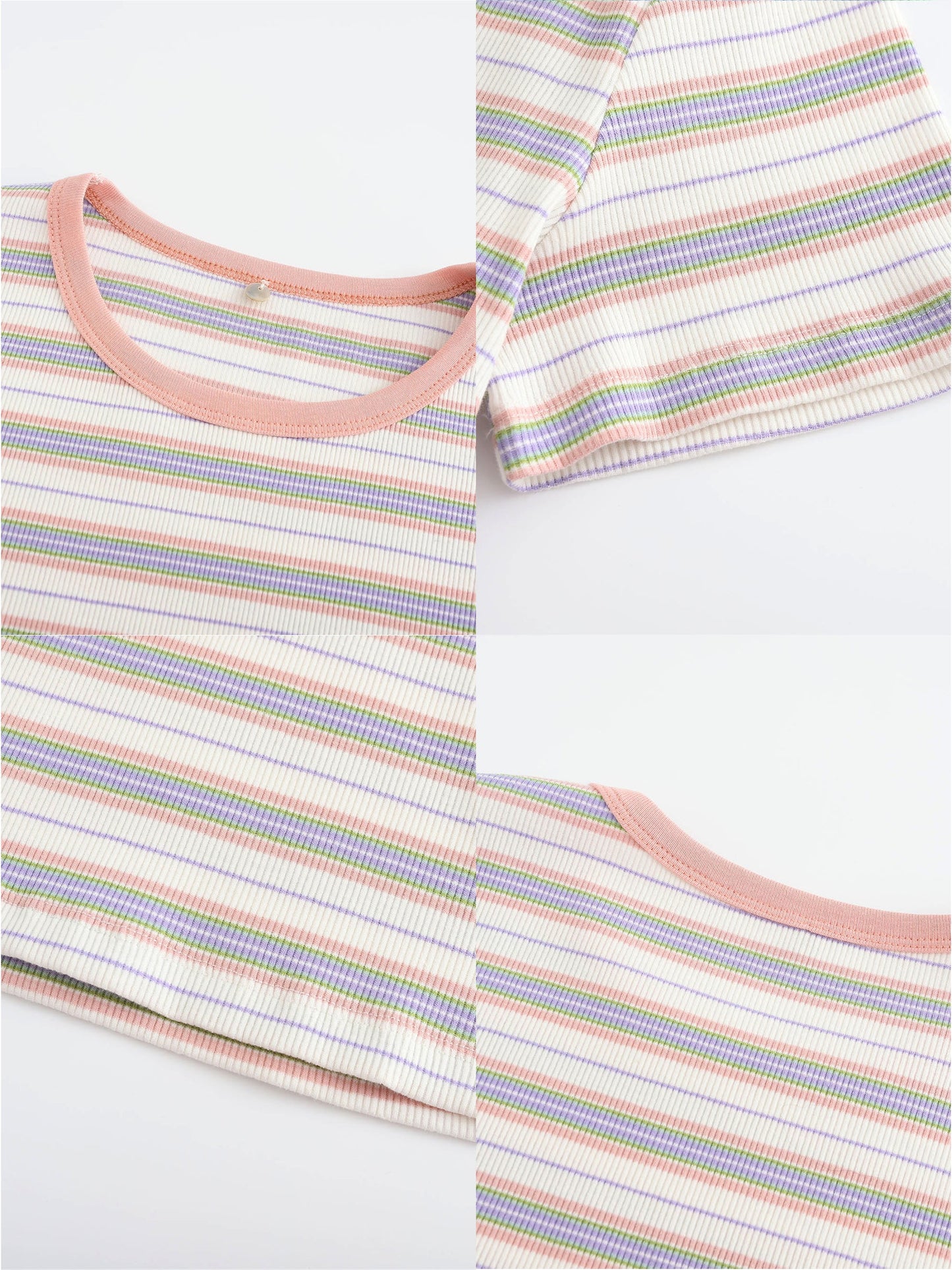 Striped Rib Knit T-Shirt