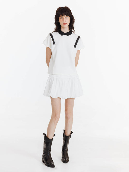 A-line Pleated Patchwork Bud Skirt