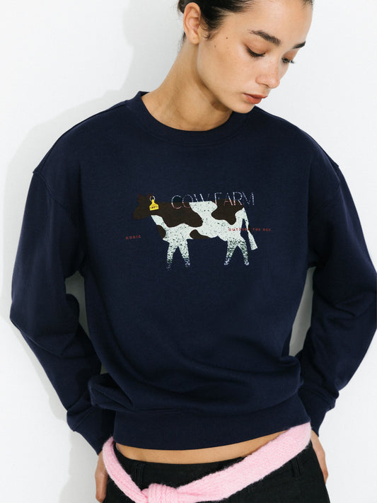 Cow Print Oversized Sweatshirt