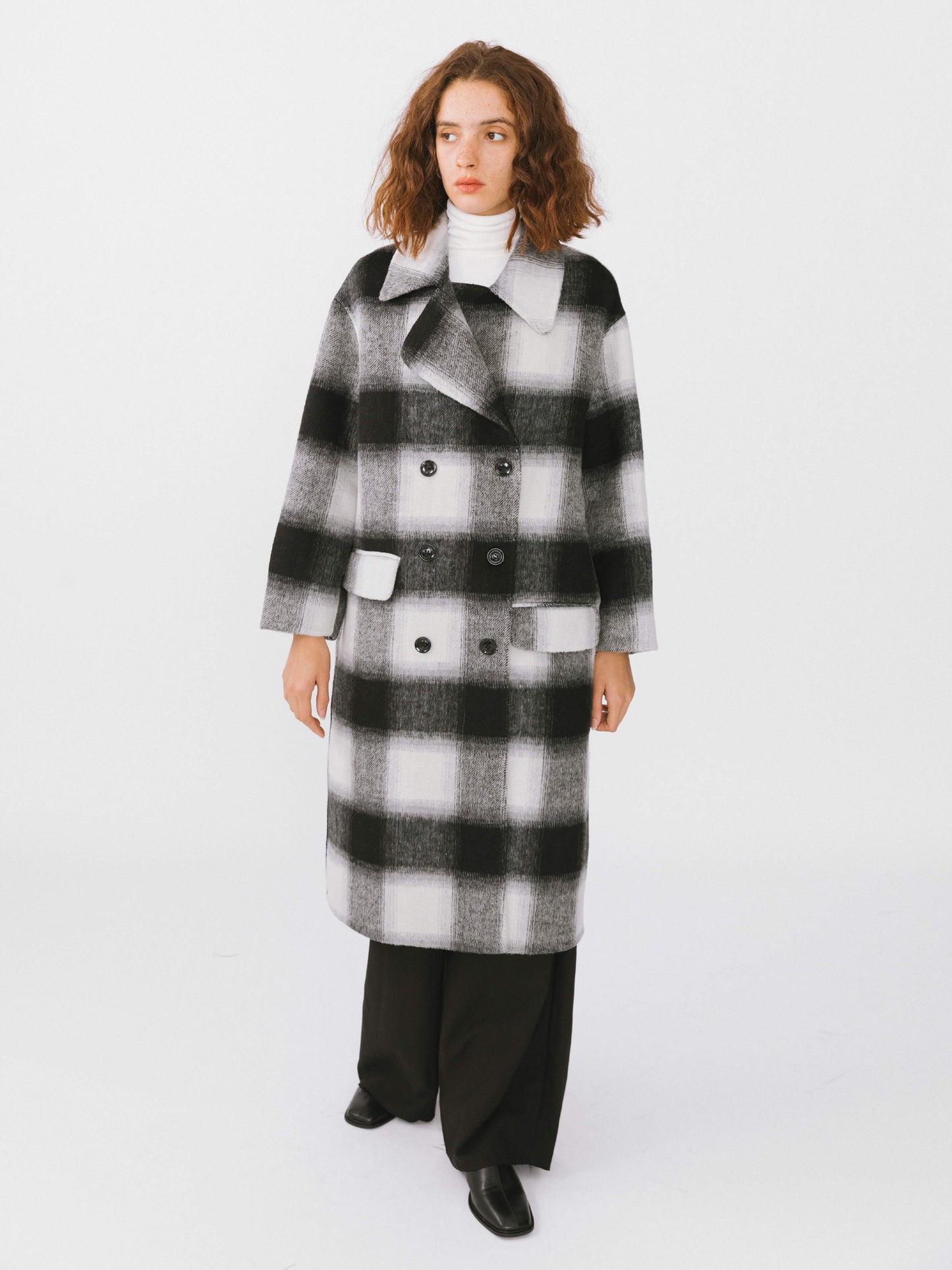 Classic Check Long Wool Coat