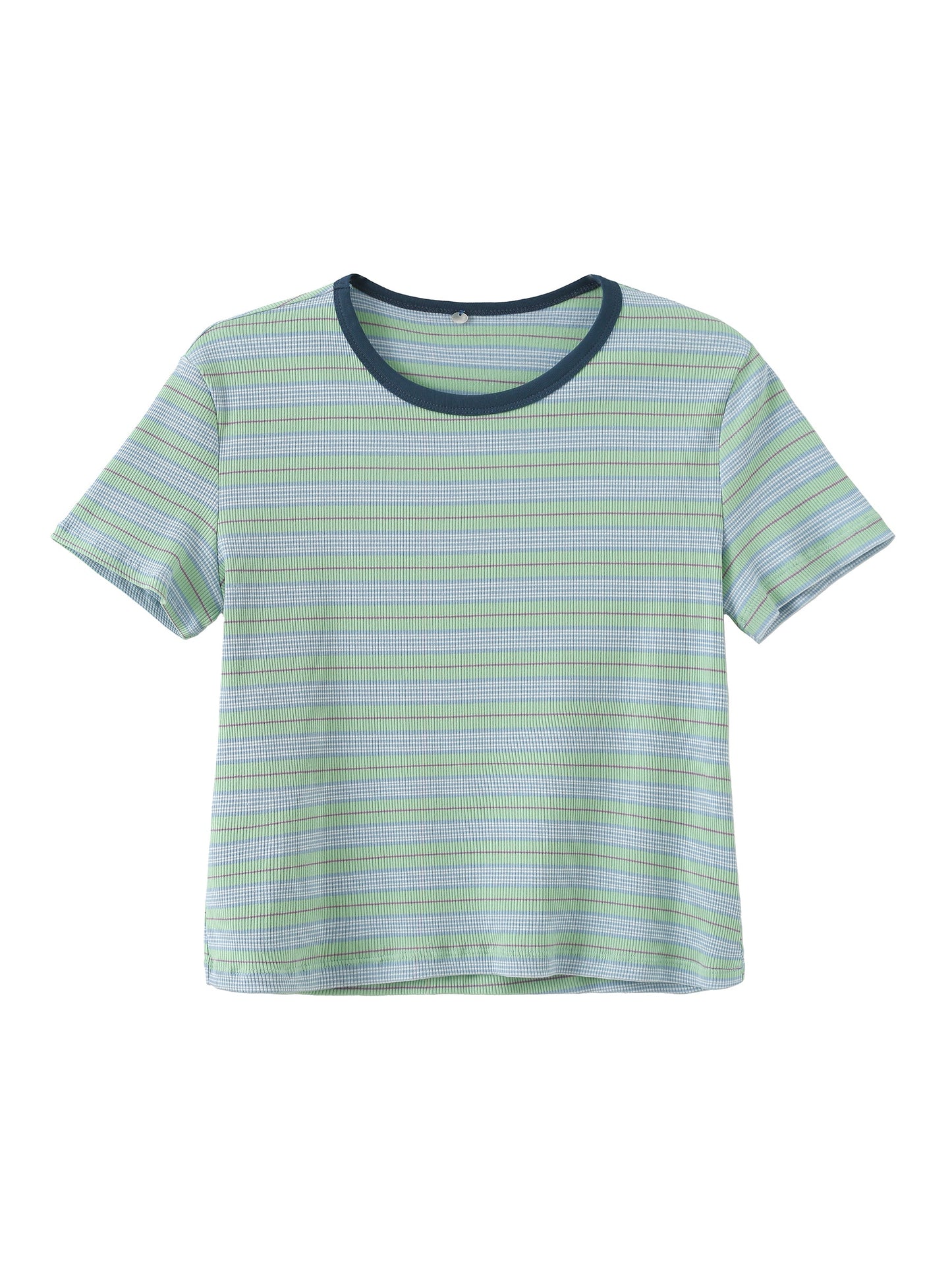 Striped Rib Knit T-Shirt