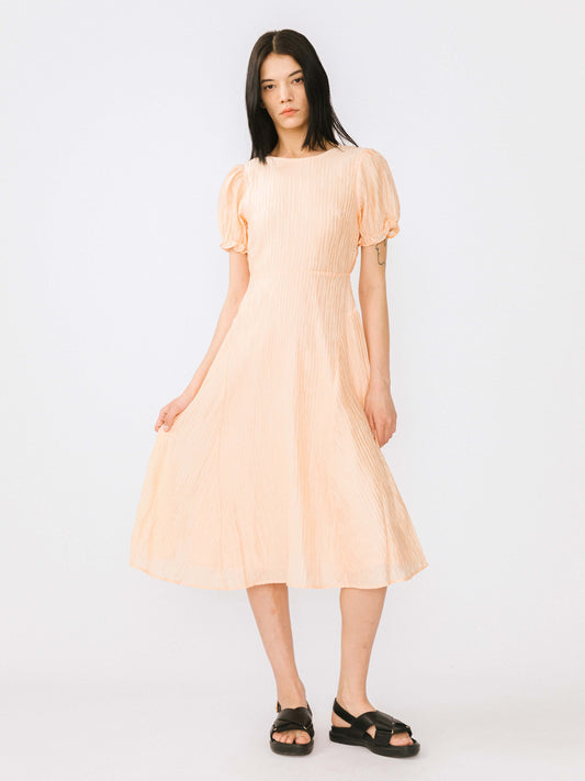 Open Back Pleated Midi Dress