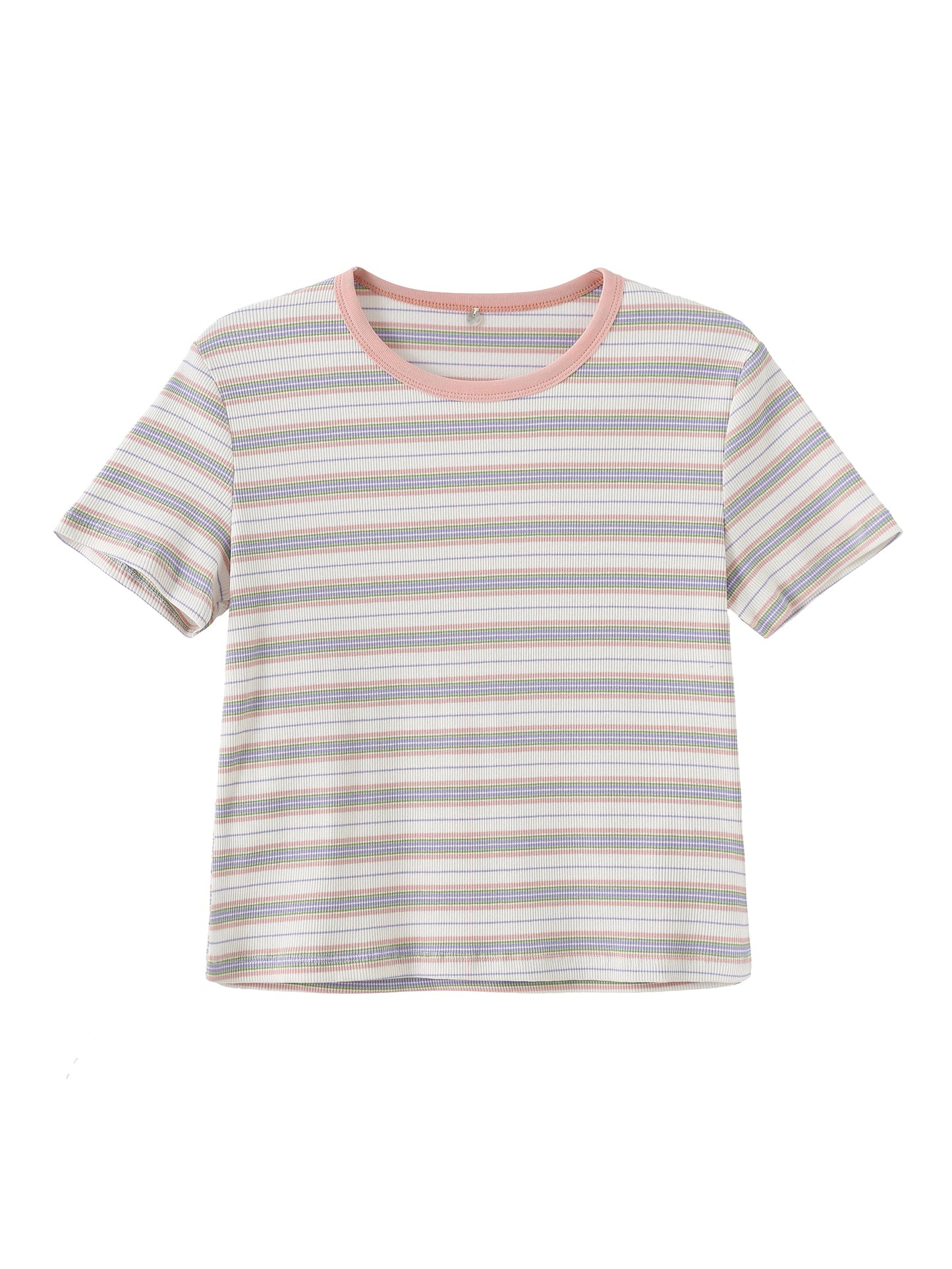 Striped Rib Knit T-Shirt