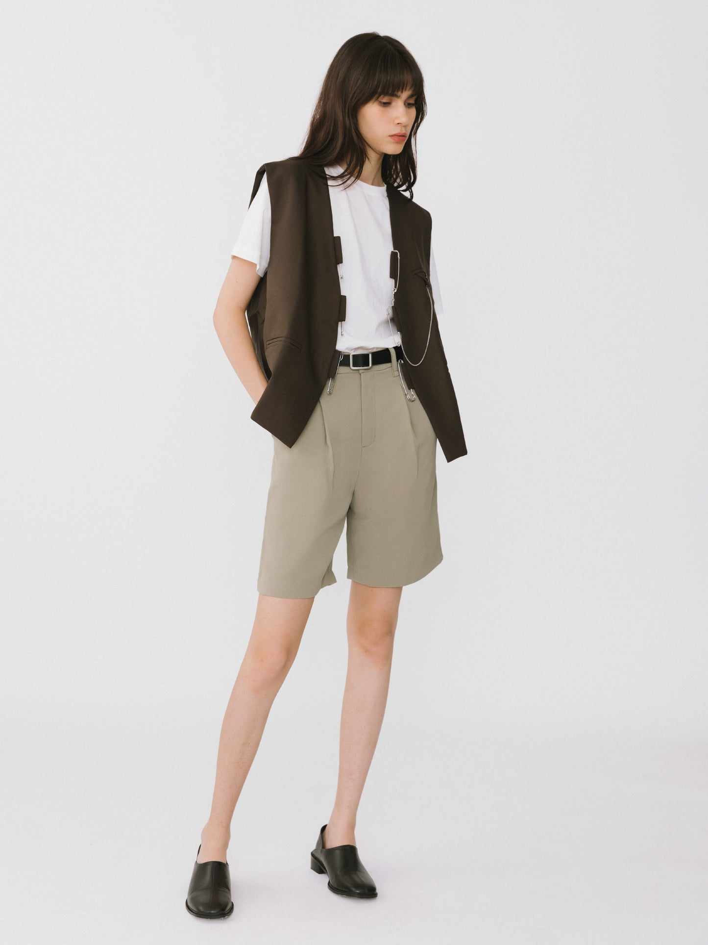 Asymmetric Cut Out Tailored Shorts