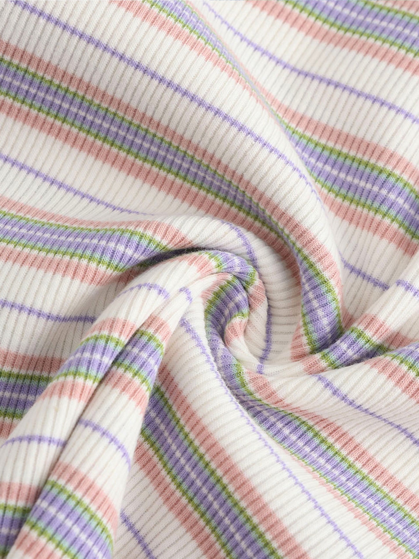 Striped Rib Knit T-Shirt