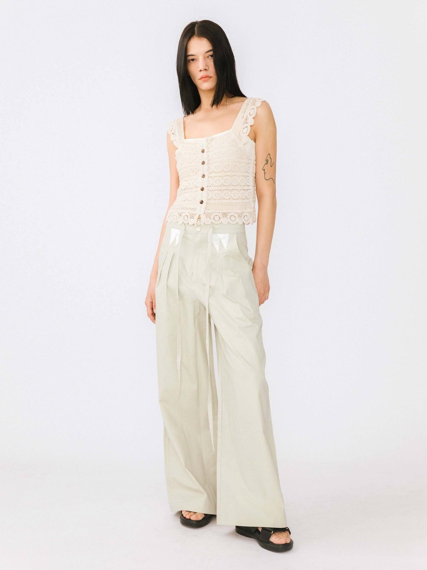 Hollowed Out Crochet Knit Tank Top