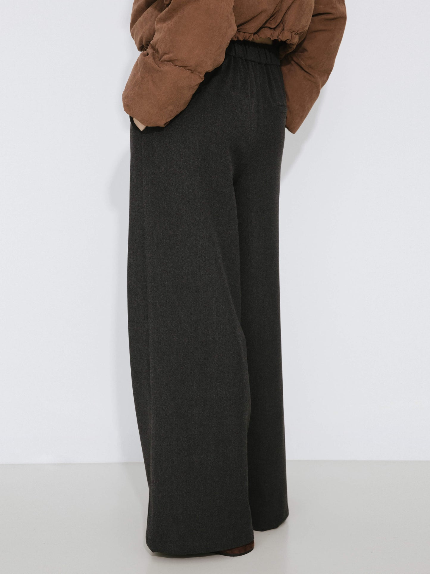 Black Slim Wide Leg Trousers