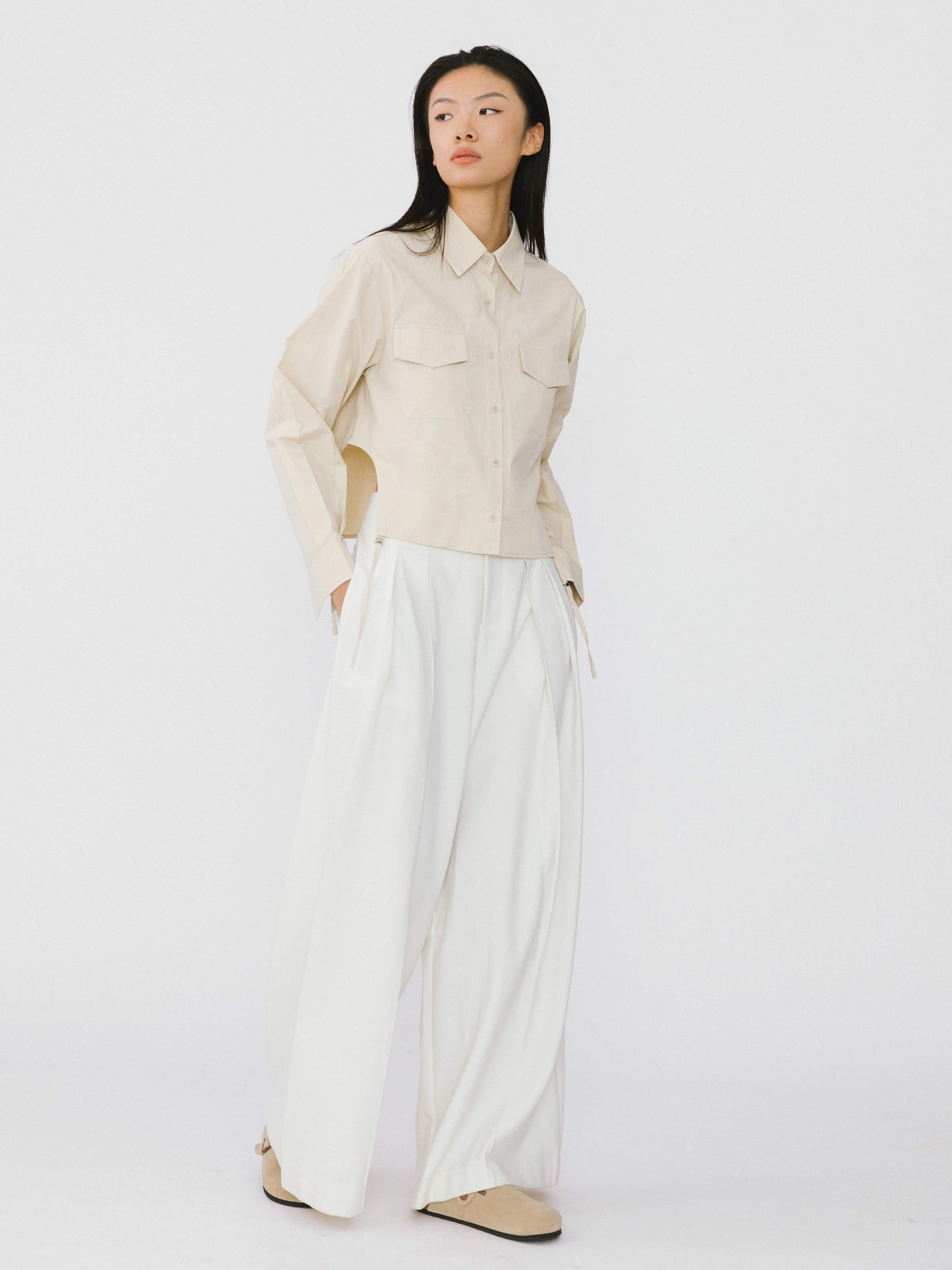 Pure Cotton Shirt with Cutout Side Seams