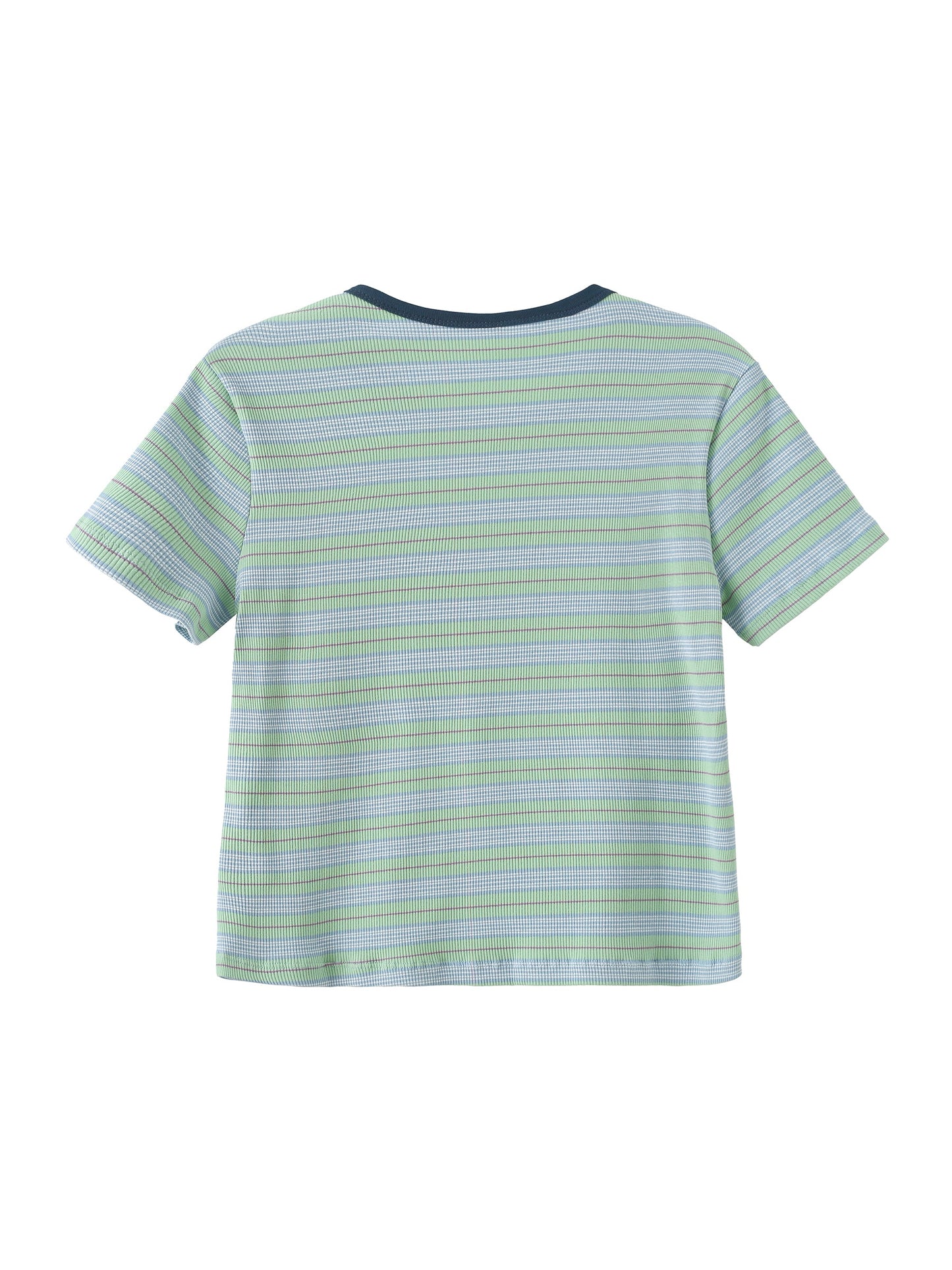Striped Rib Knit T-Shirt