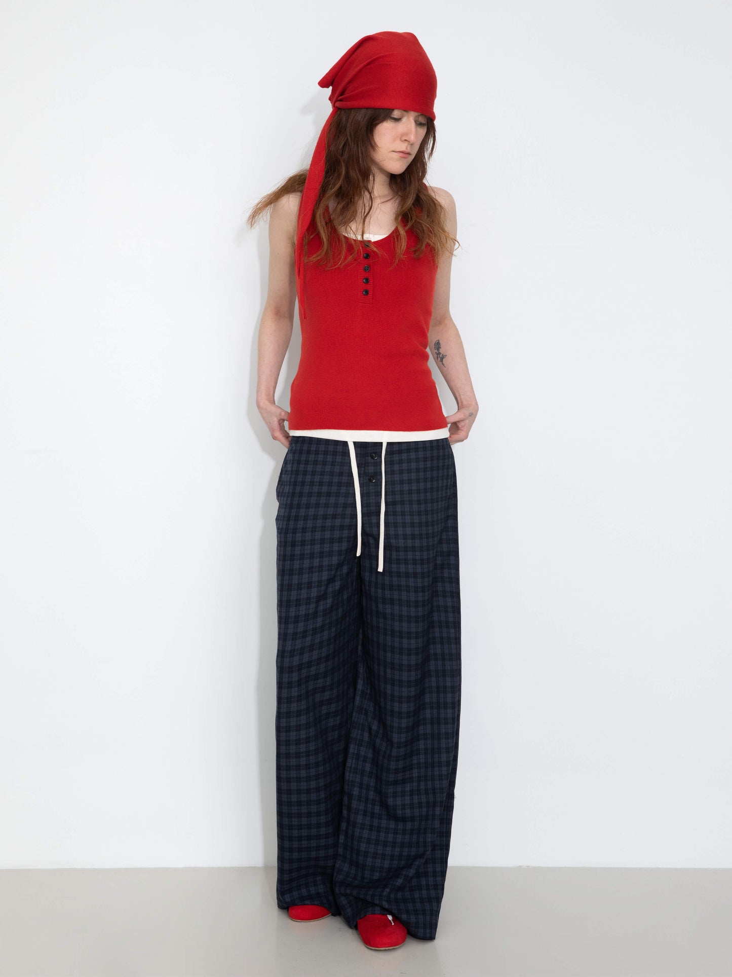 Slim-Fit Knit Henley Vest with Neck Tie