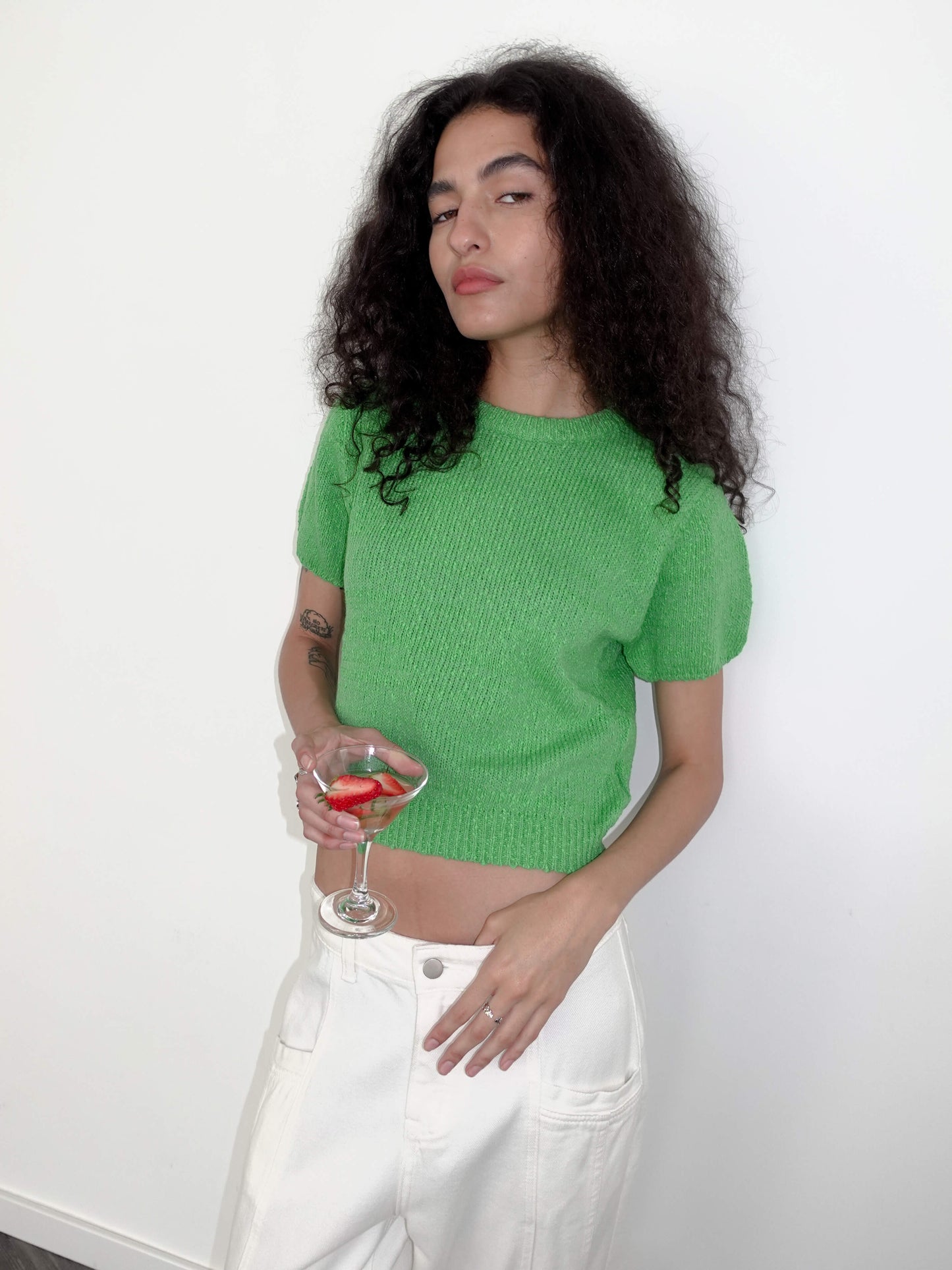Round Neck Loose Knit T-Shirt