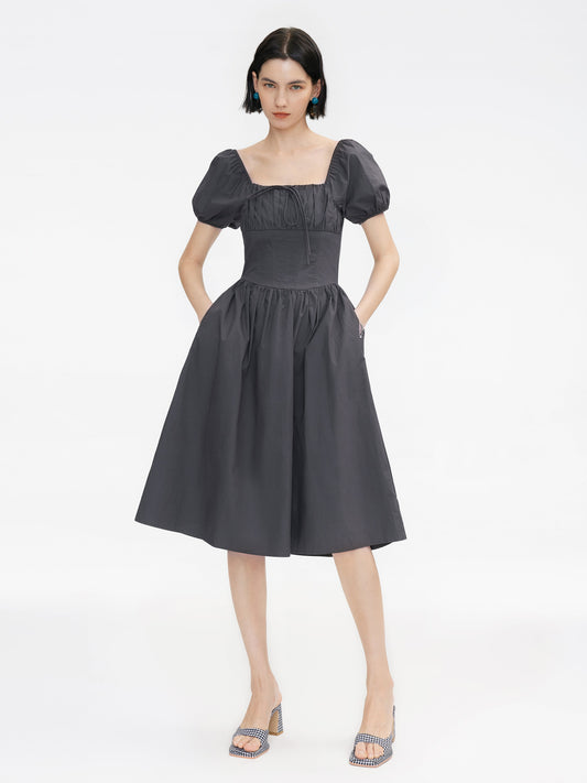 Puff Sleeve Retro Dress