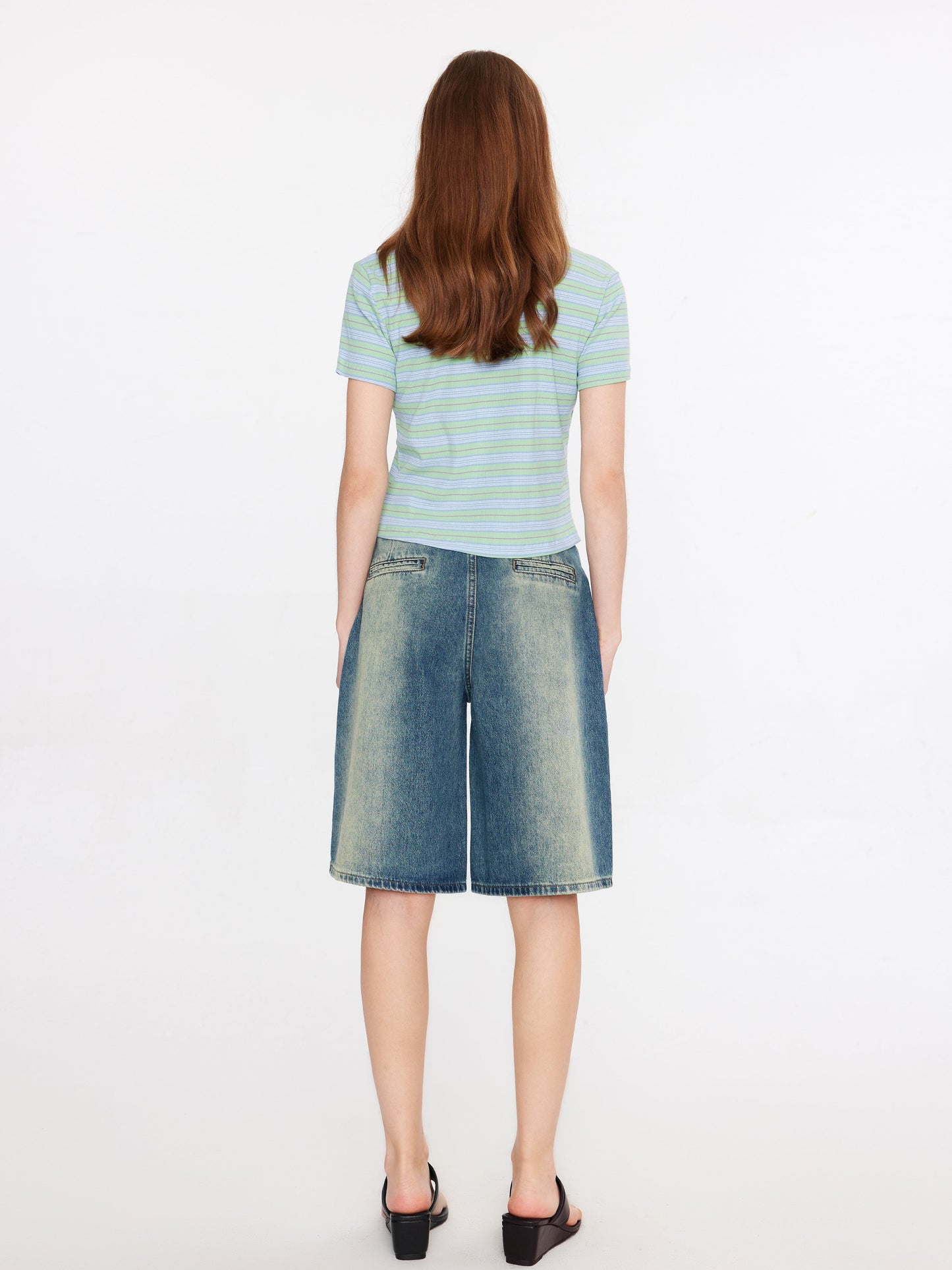 Striped Rib Knit T-Shirt