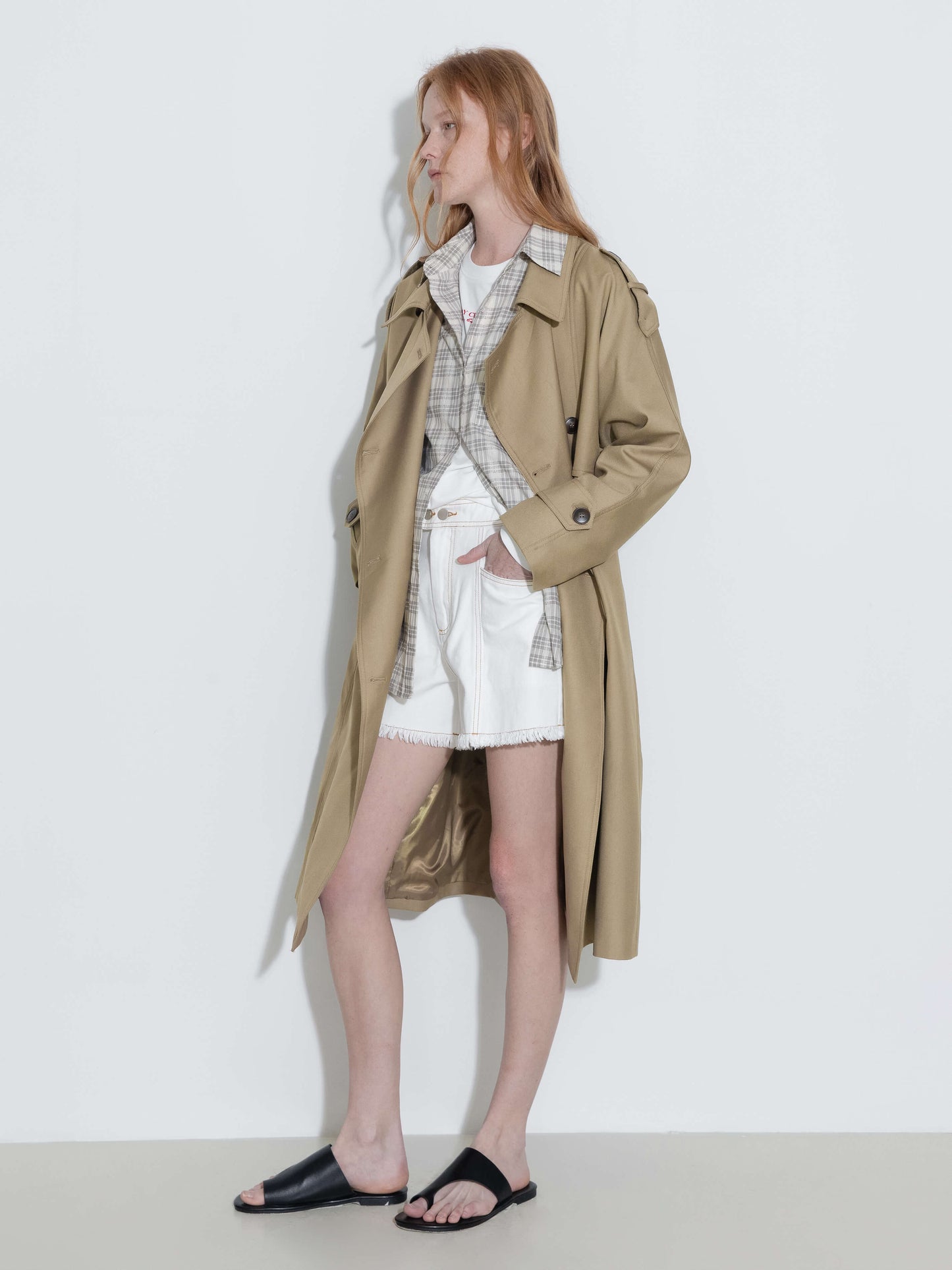 Double Breasted Trench Coat with Belt