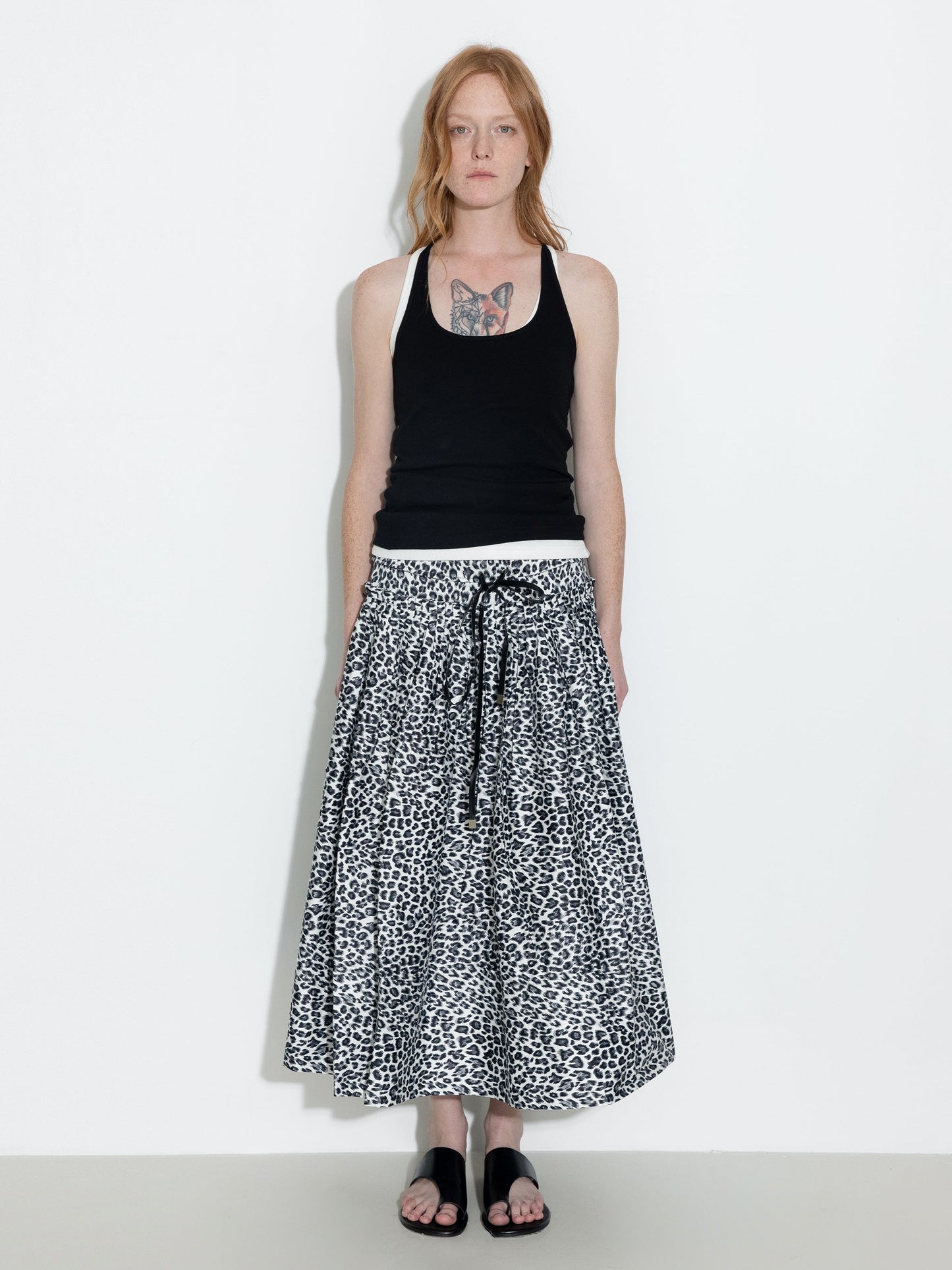 100% Cotton Leopard Print A-Line Skirt