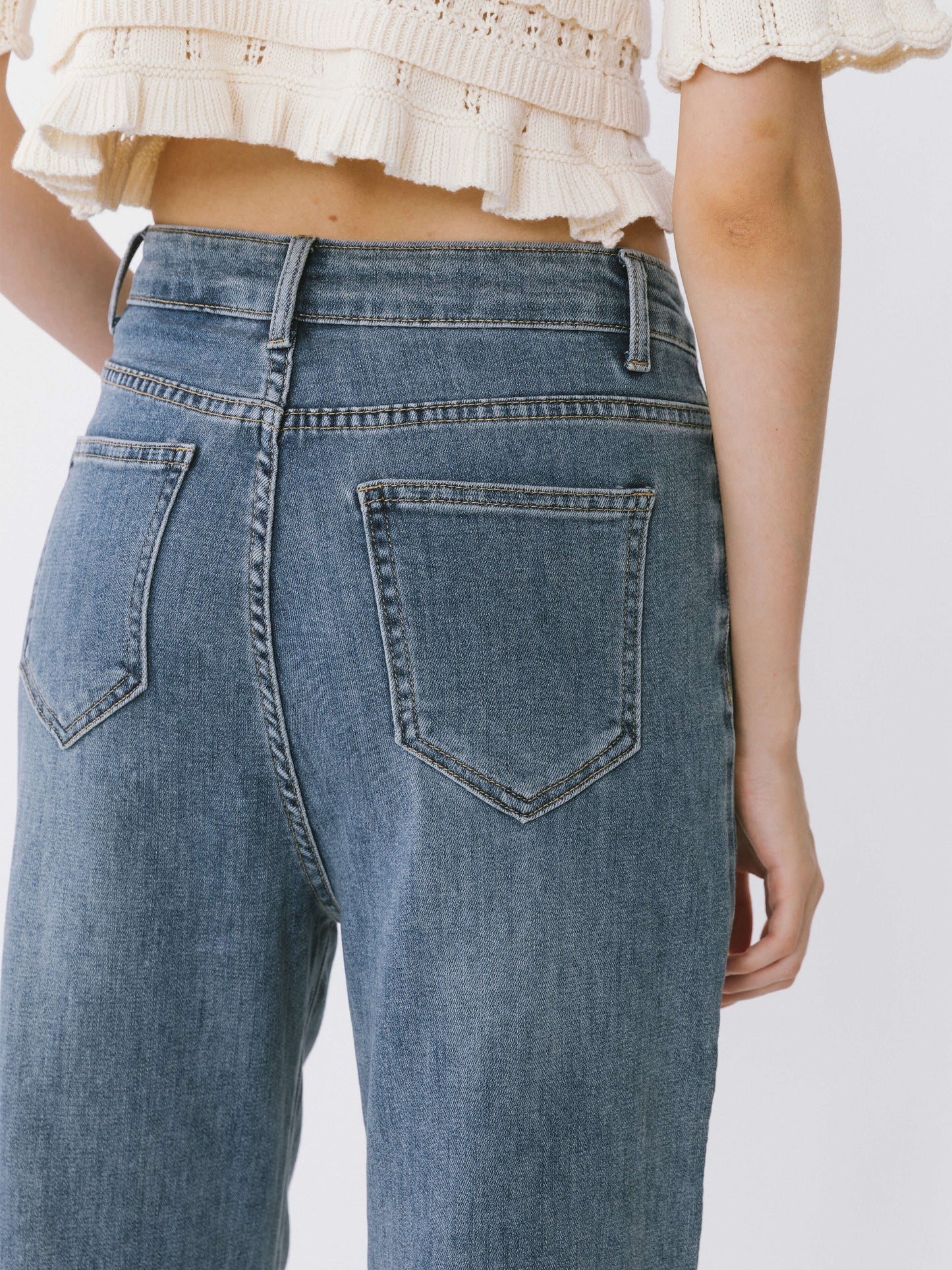 Dark Front Slit Jeans