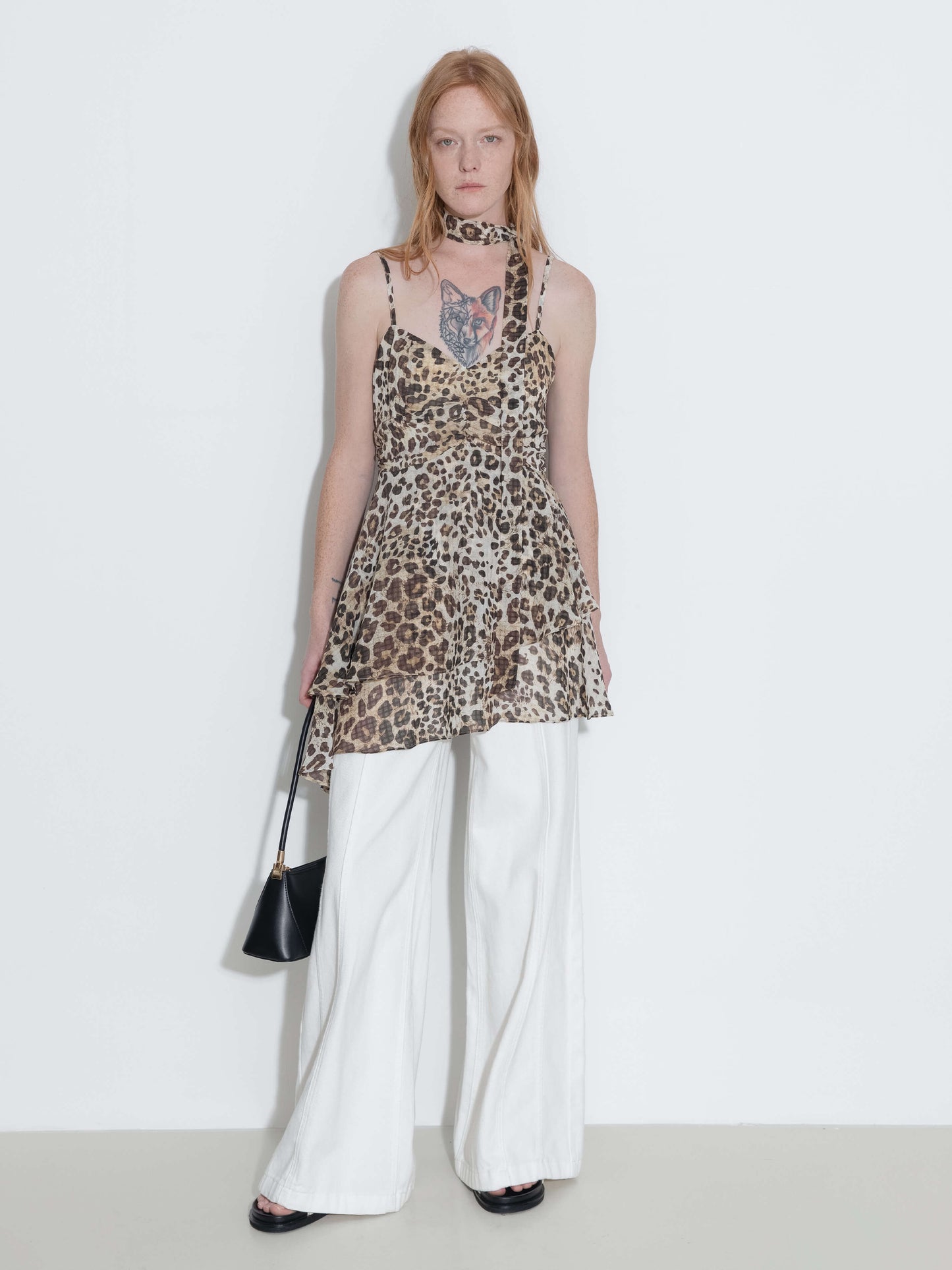 Leopard Print Cami Top with Scarf