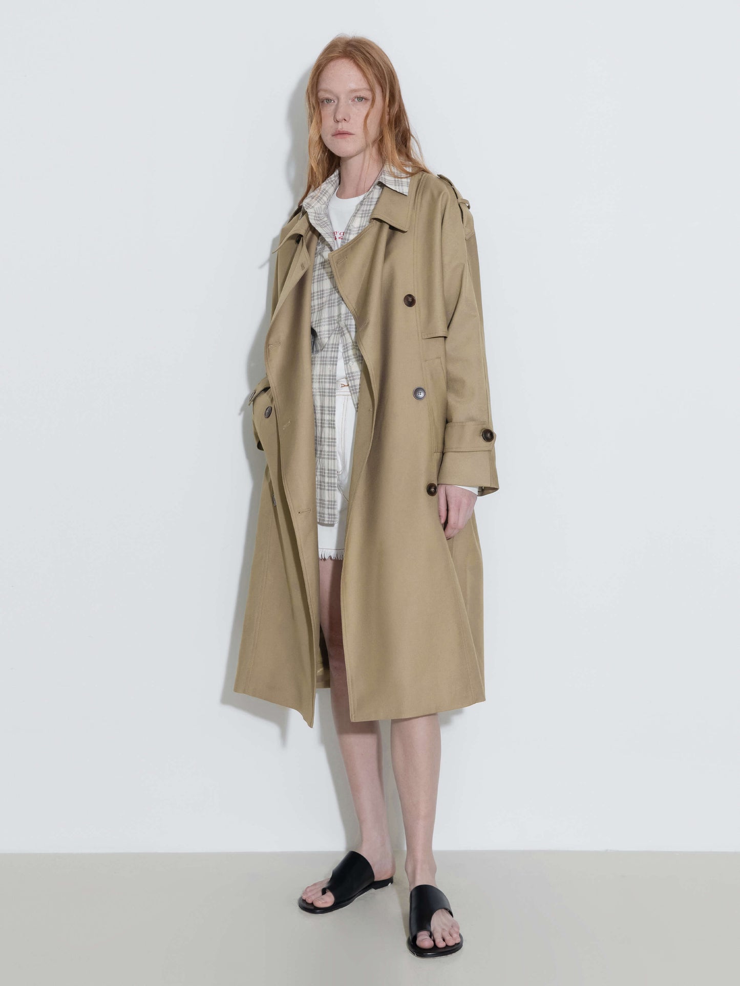 Double Breasted Trench Coat with Belt