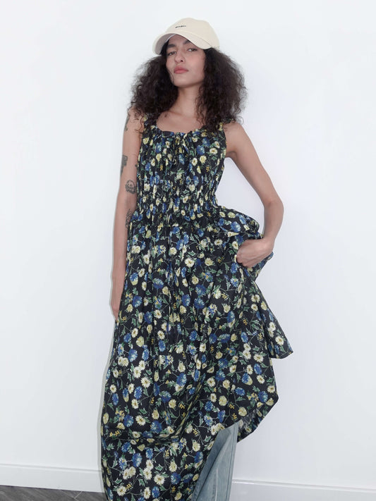 High Waist Floral Sling Dress