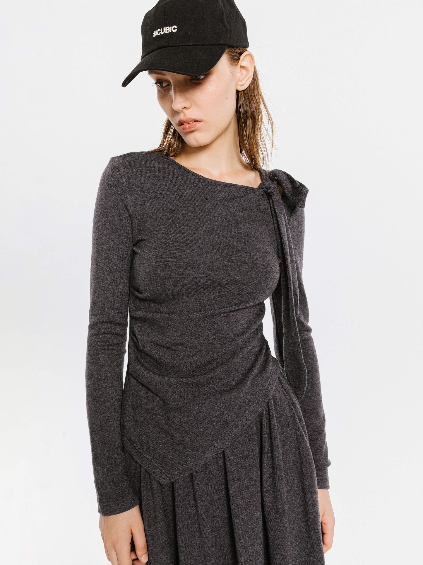Gray Irregular Knit Top