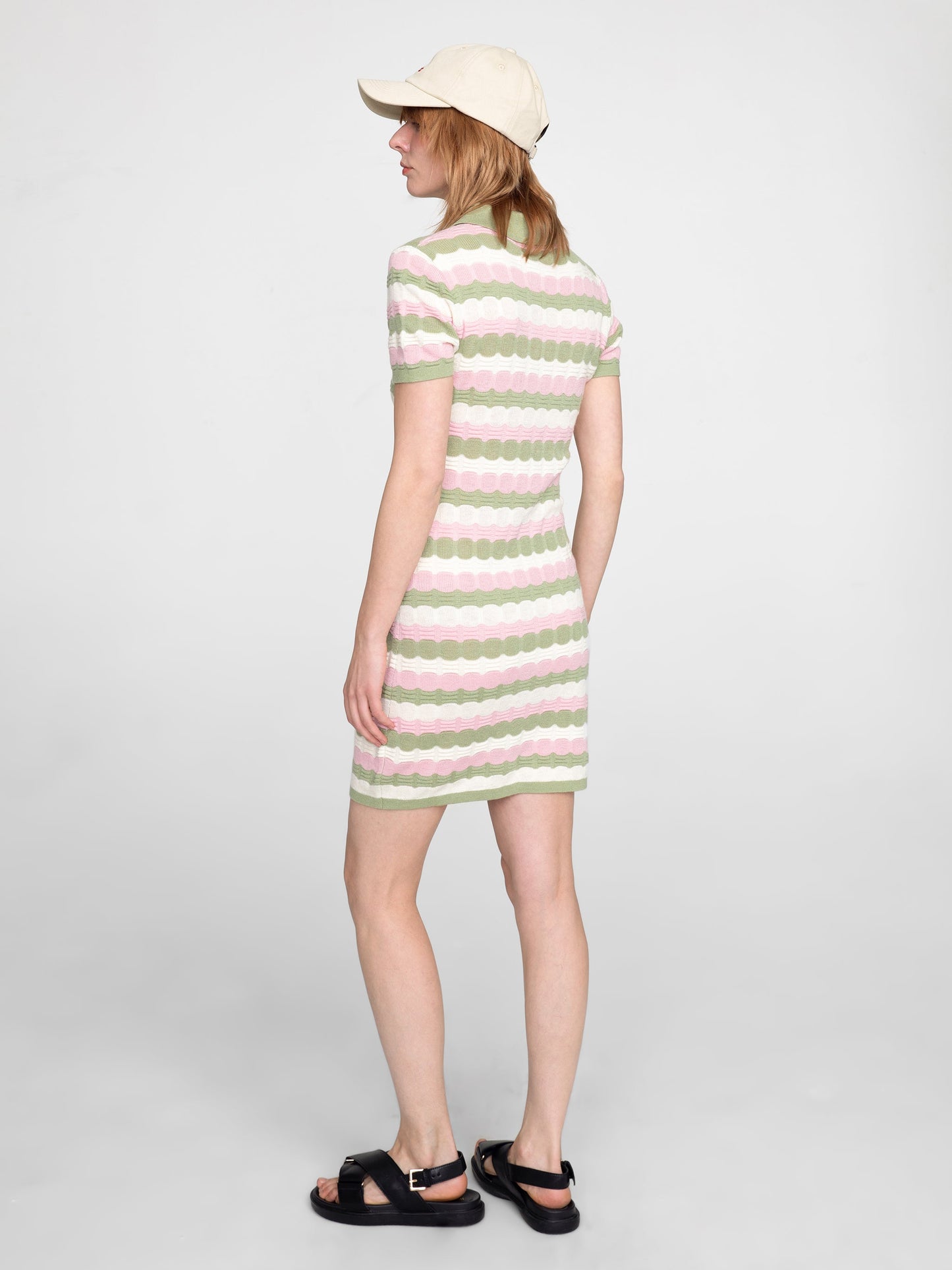 Polo Short Sleeve Striped Knit Dress