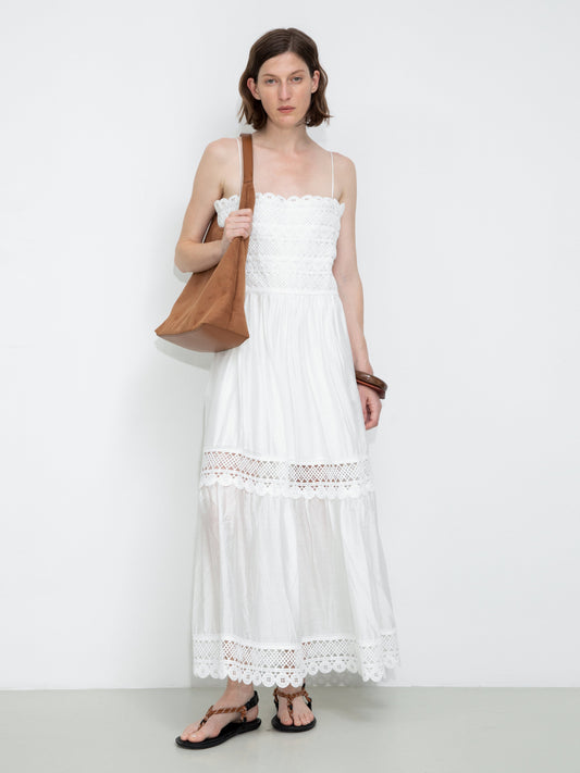 Crochet Lace Panelled Maxi Cami Dress