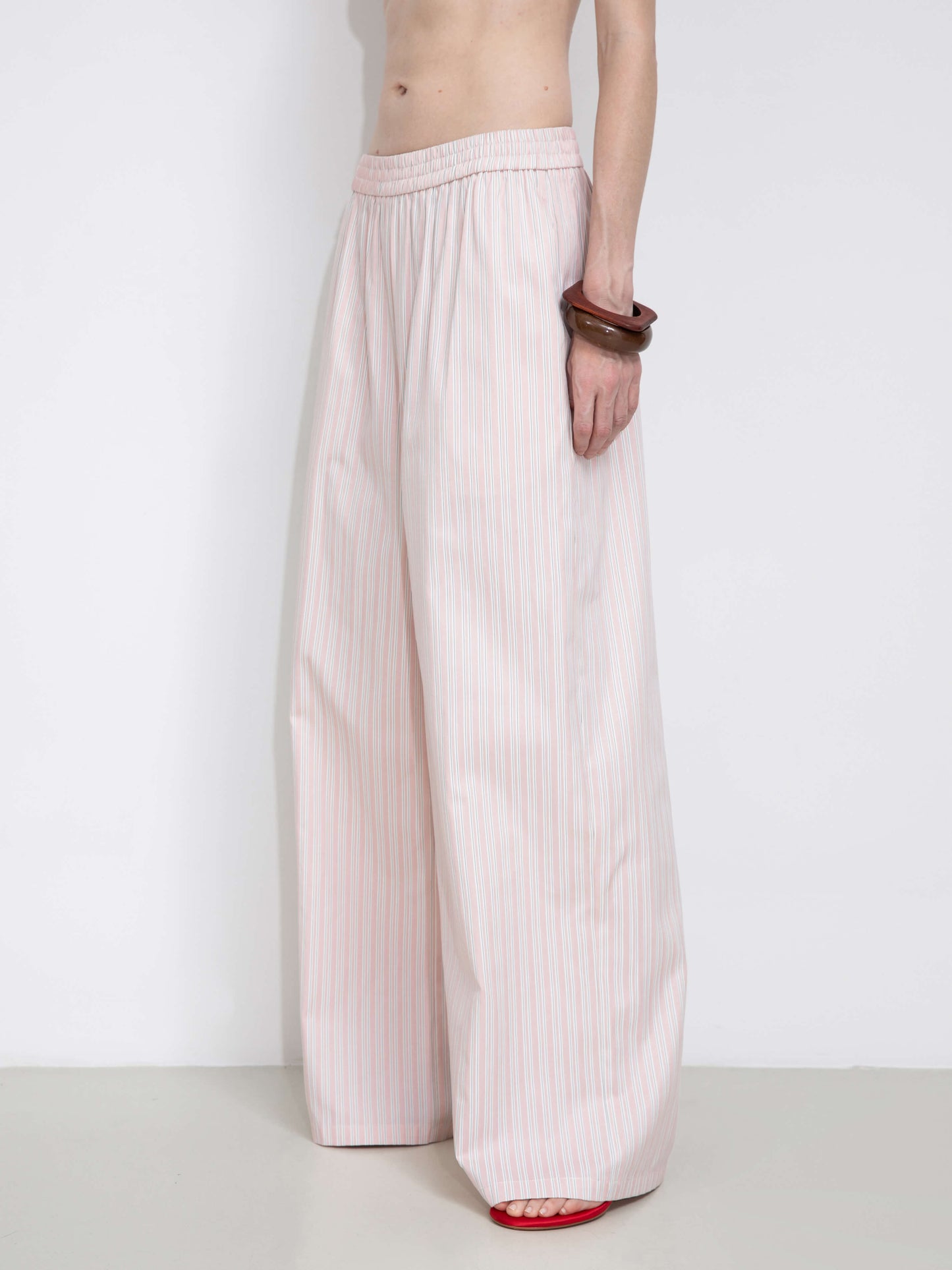 Pleated Striped Wide-Leg Trousers