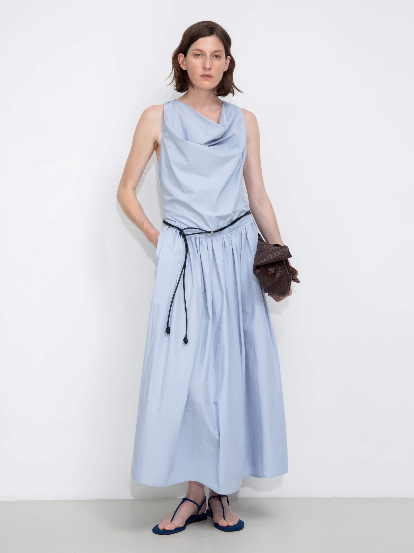 100% Cotton Halter Neck Cowl Dress