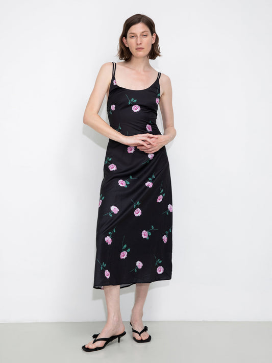 Rose Printed Fitted Sling Dress