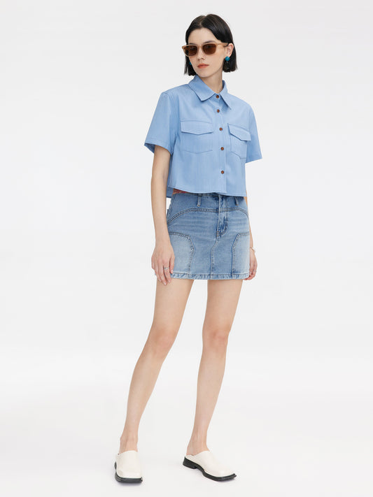 Light Blue Cropped Shirt
