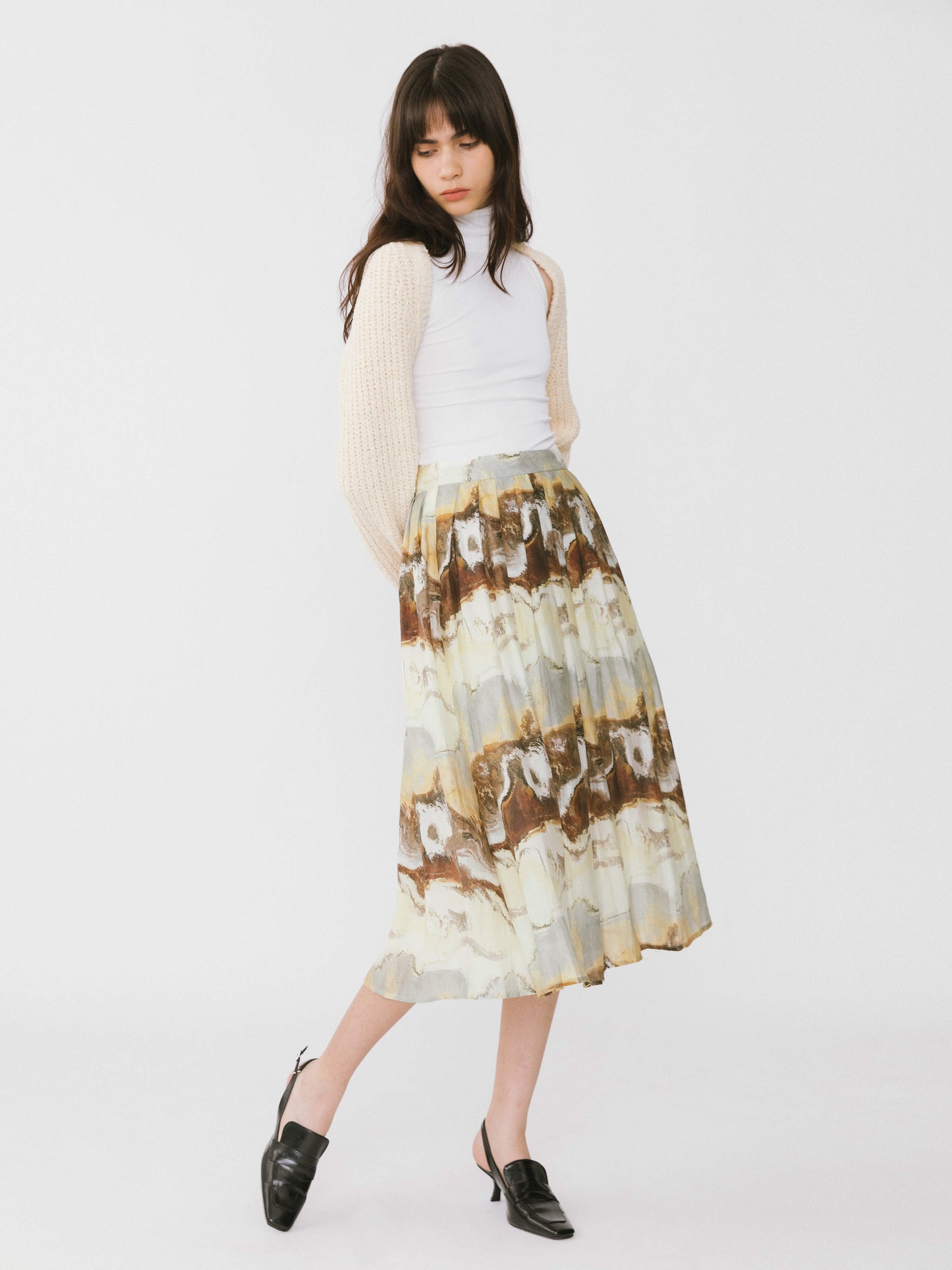 Coast Printed Pleated Skirt