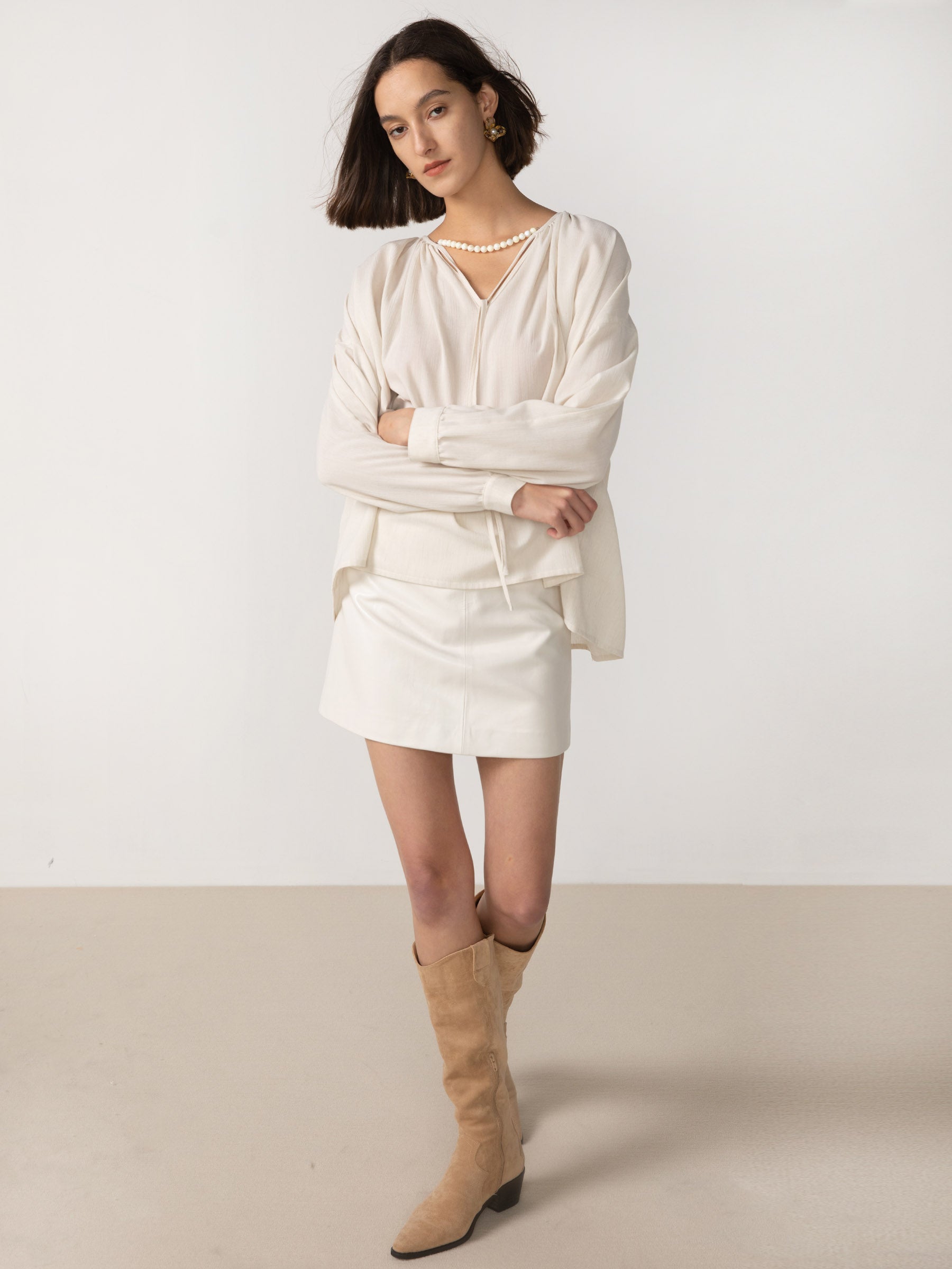 CUBIC Women's Oversized A-line Pleated Blouse