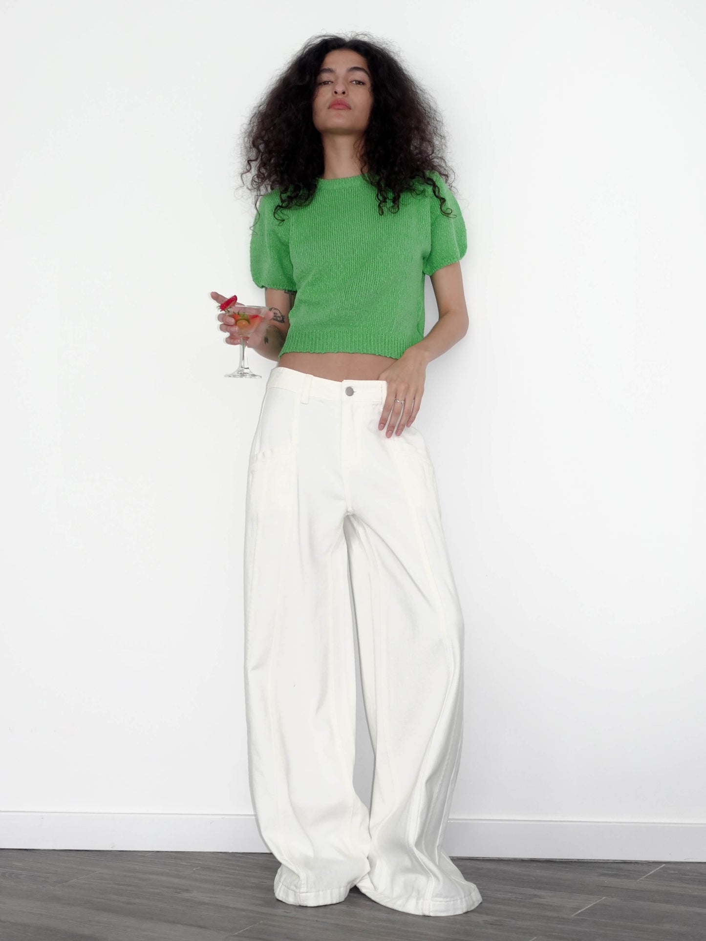 Round Neck Loose Knit T-Shirt