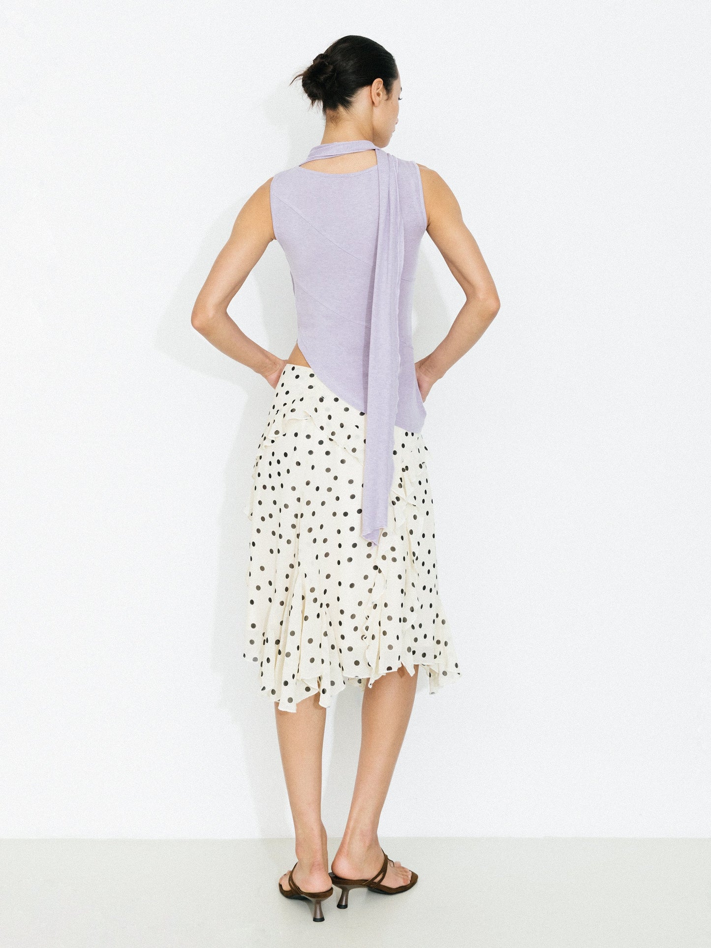 Asymmetrical Tie-Neck Flowy Sleeveless Top