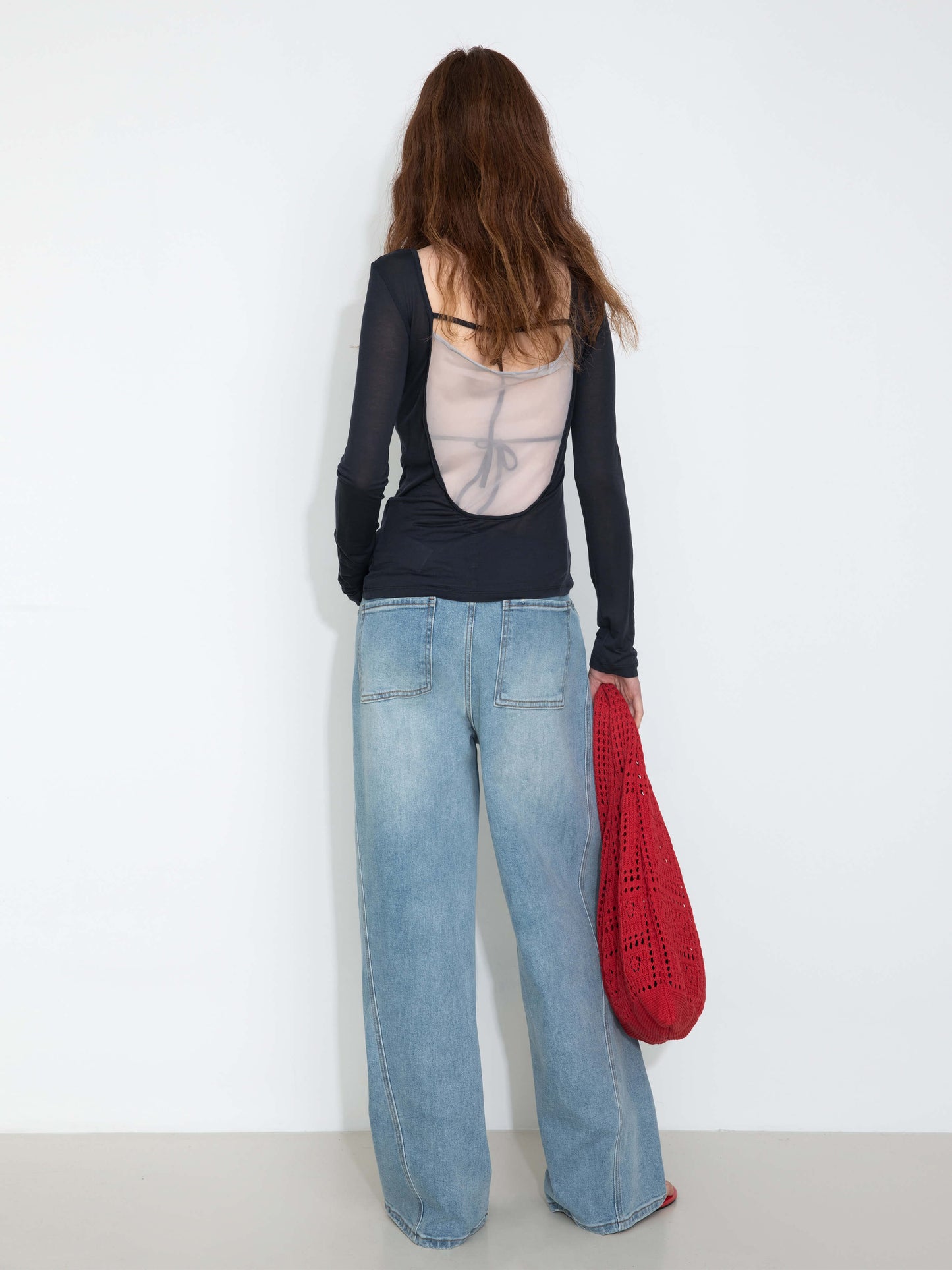 High-Waisted Wide-Leg Straight Jeans