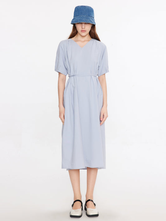 V-Neck Back Cut Out Midi Dress