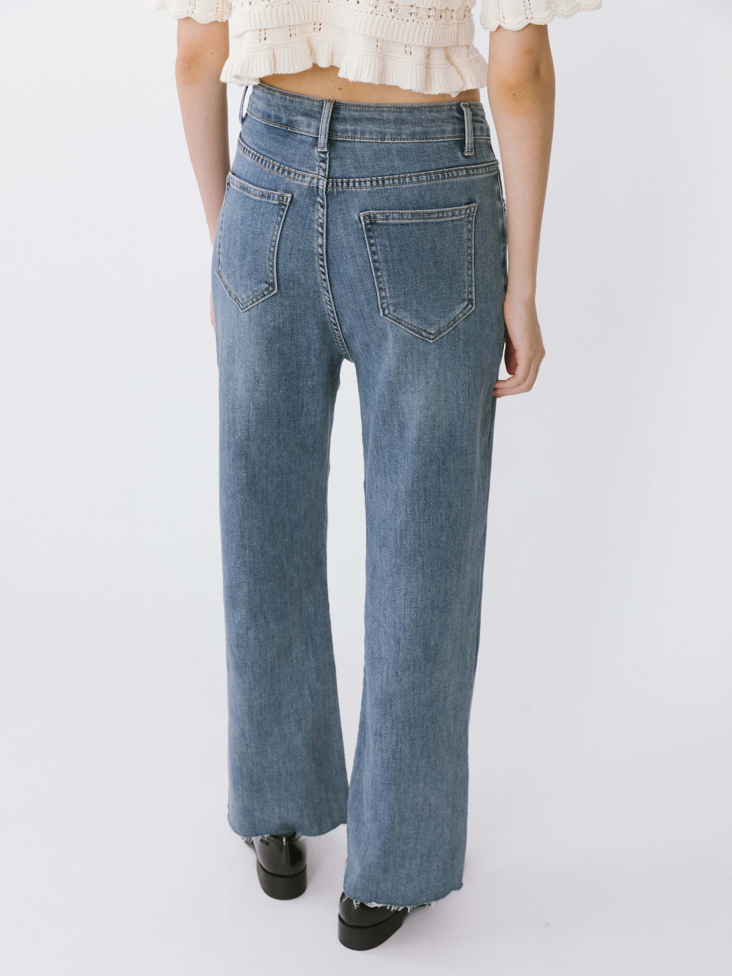 Dark Front Slit Jeans
