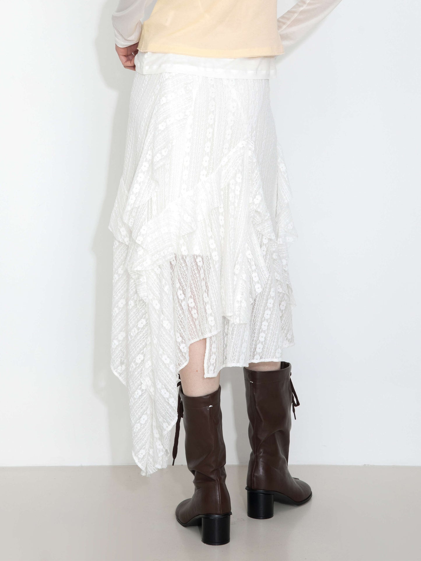 Asymmetrical Hem Lace Skirt