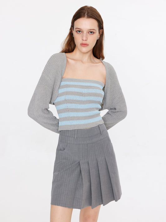 Strapless Striped Knit Top
