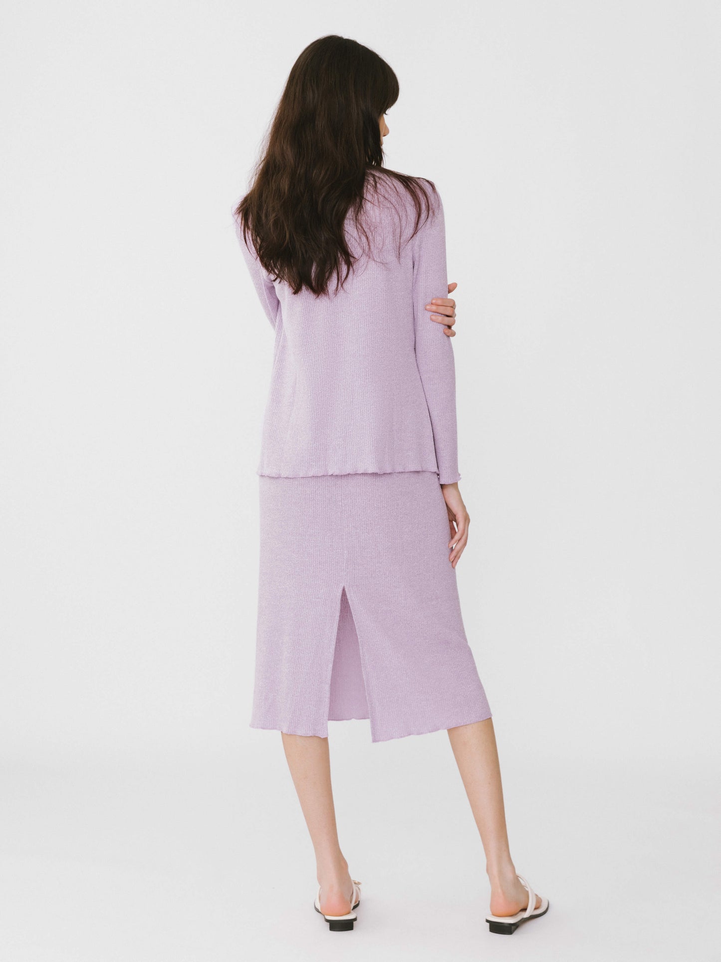 A-line Ribbed Knit Midi Skirt