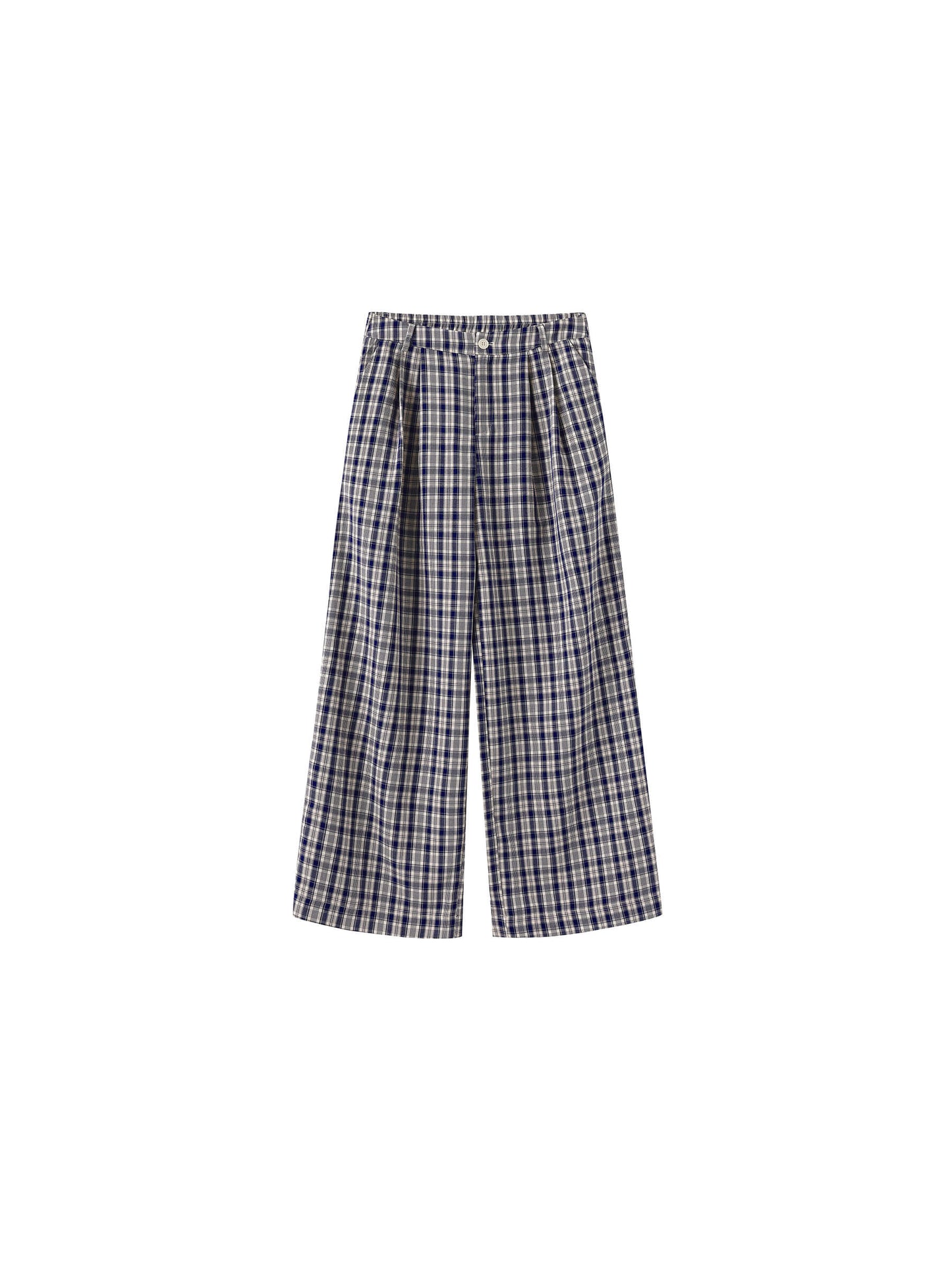 Striped Check High-Waisted Wide-Leg Casual Pants